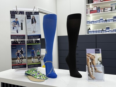 Compression stockings and orthotics