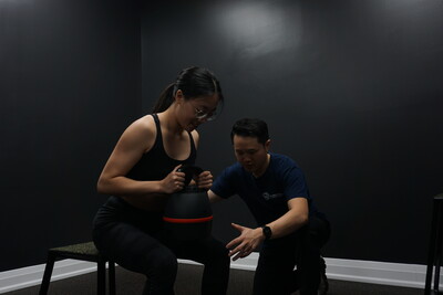 Female athlete squatting