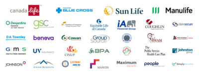 Logos of insurance providers supporting direct billing at the clinic